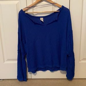 Free People Blue Flared Sleeve Sweater